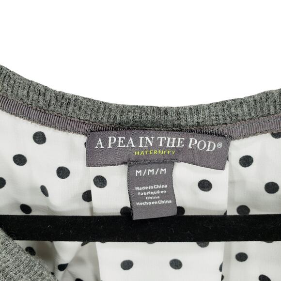 A Pea In The Pod Maternity Sweater M Blouse Women Gray White Gray Polka Dot - Picture 6 of 9